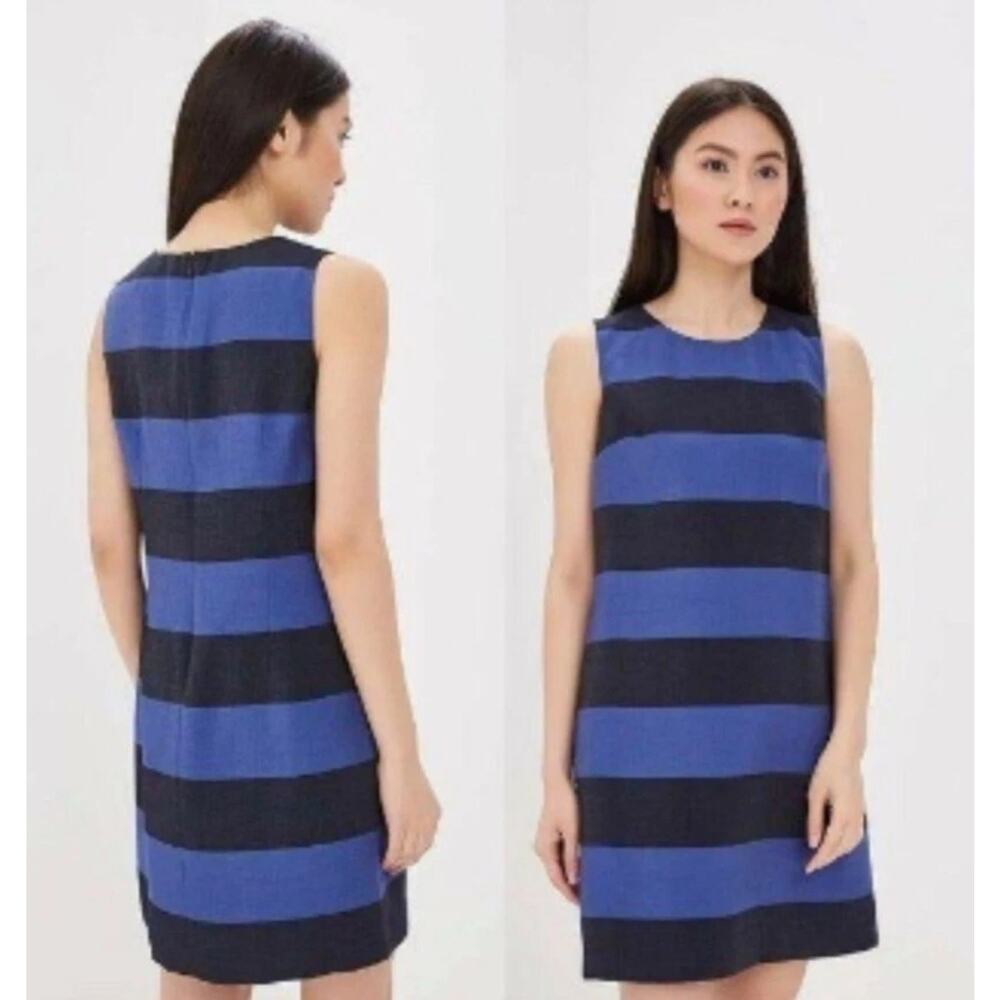 Banana Republic sheath dress Blue Striped Shimmer Sz 6 career professional